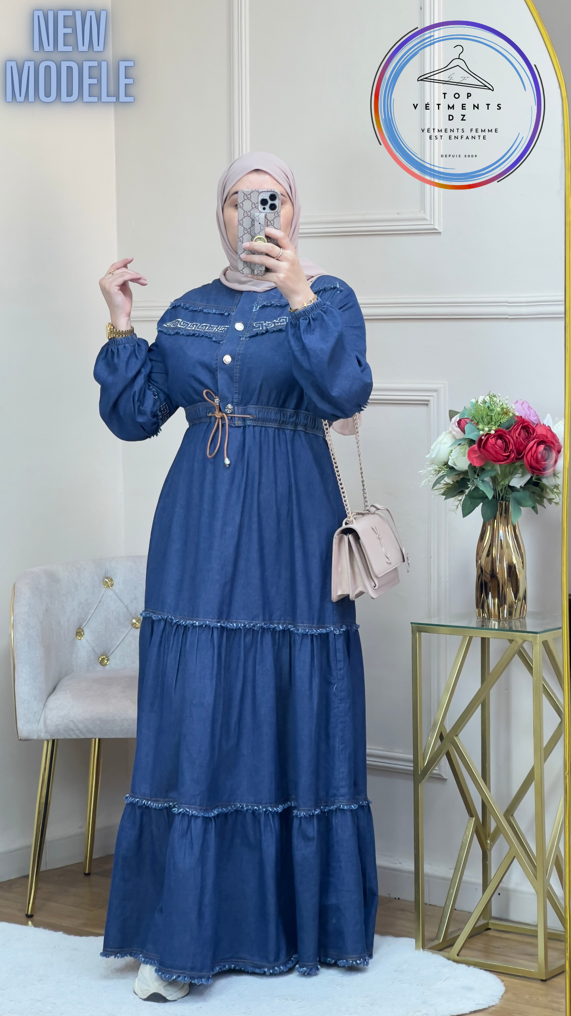 robe jean avec découpe