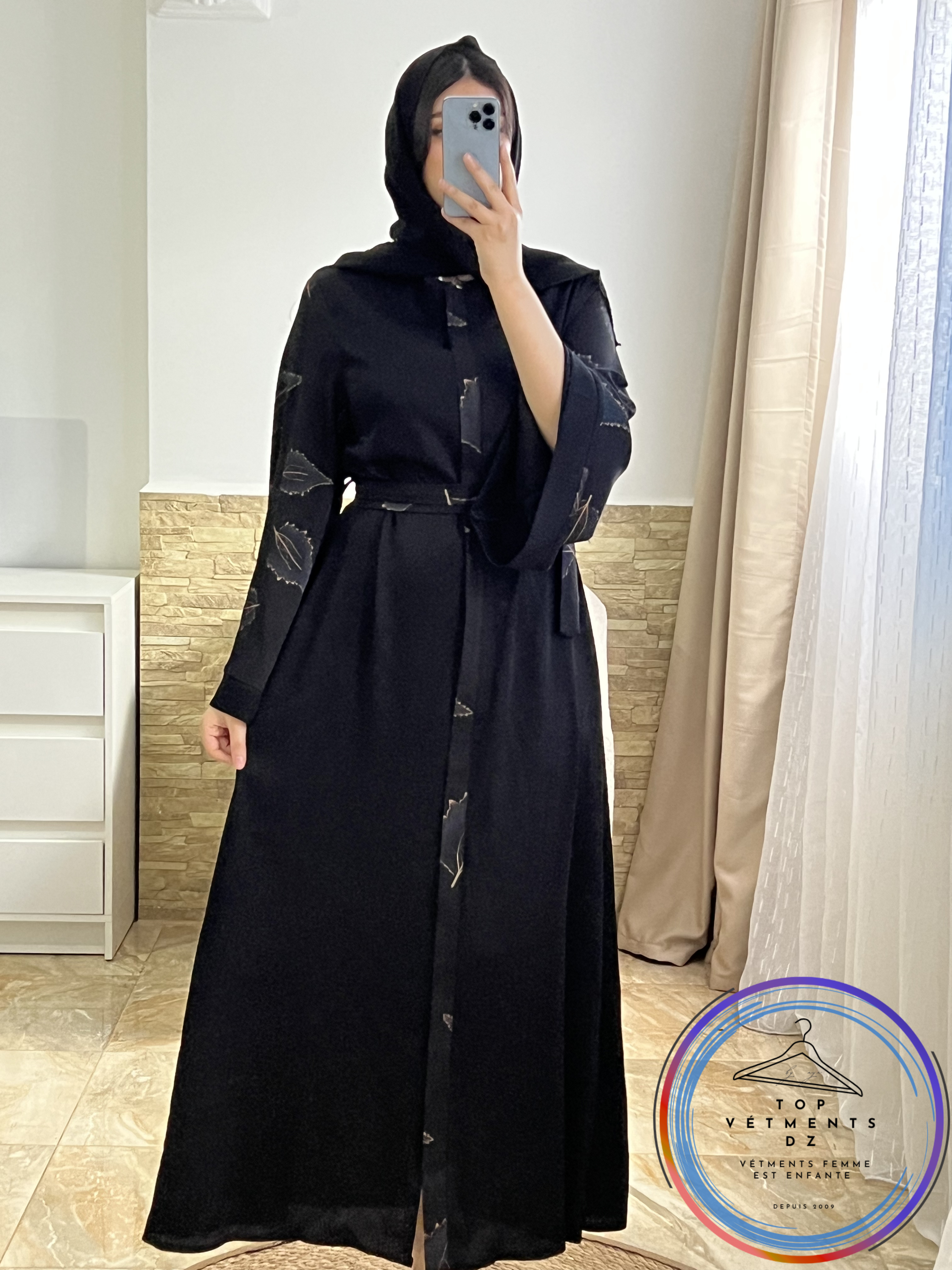عباية سوداء راقية بتصميم واسع | 42–52