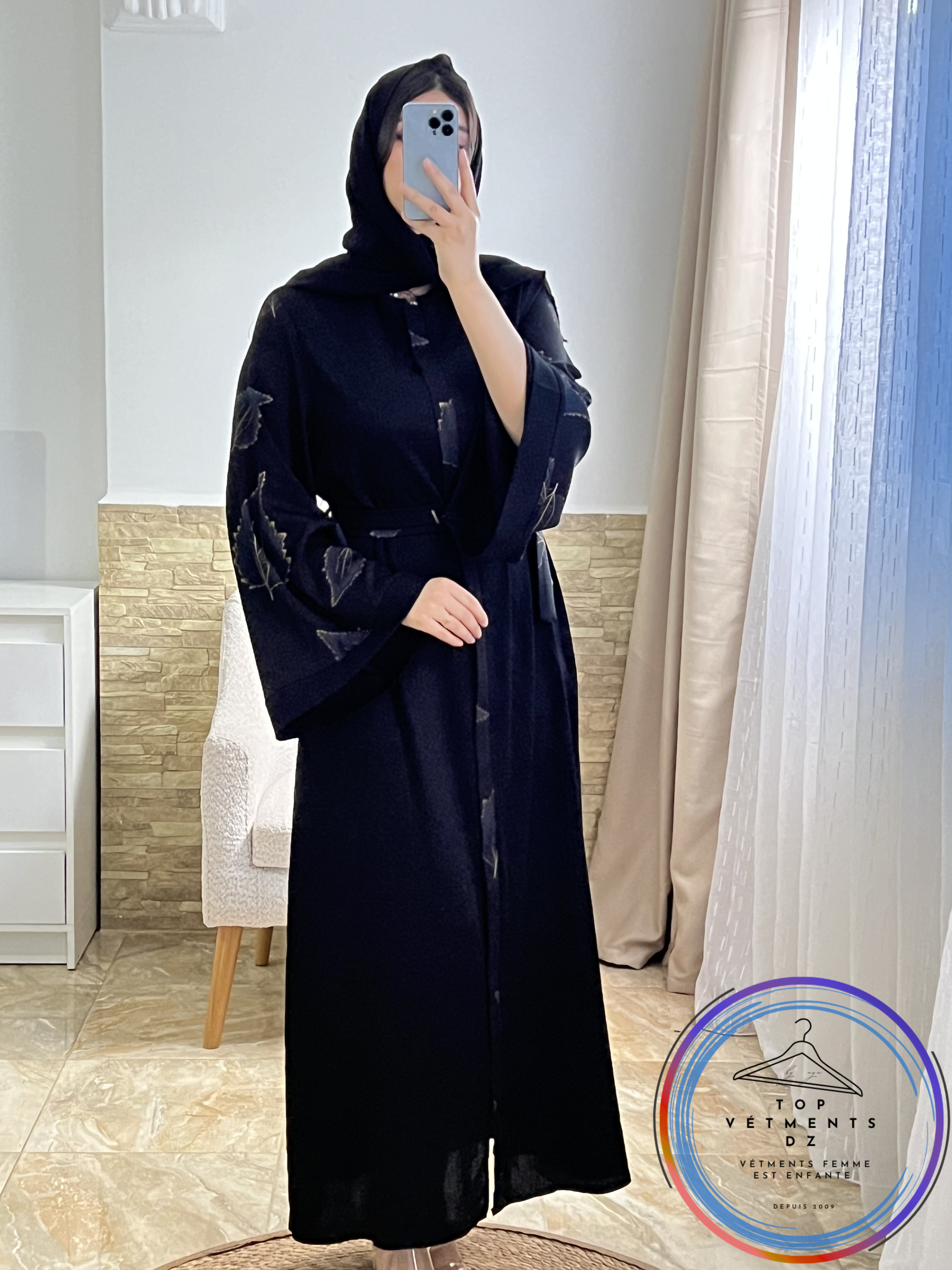 عباية سوداء راقية بتصميم واسع | 42–52