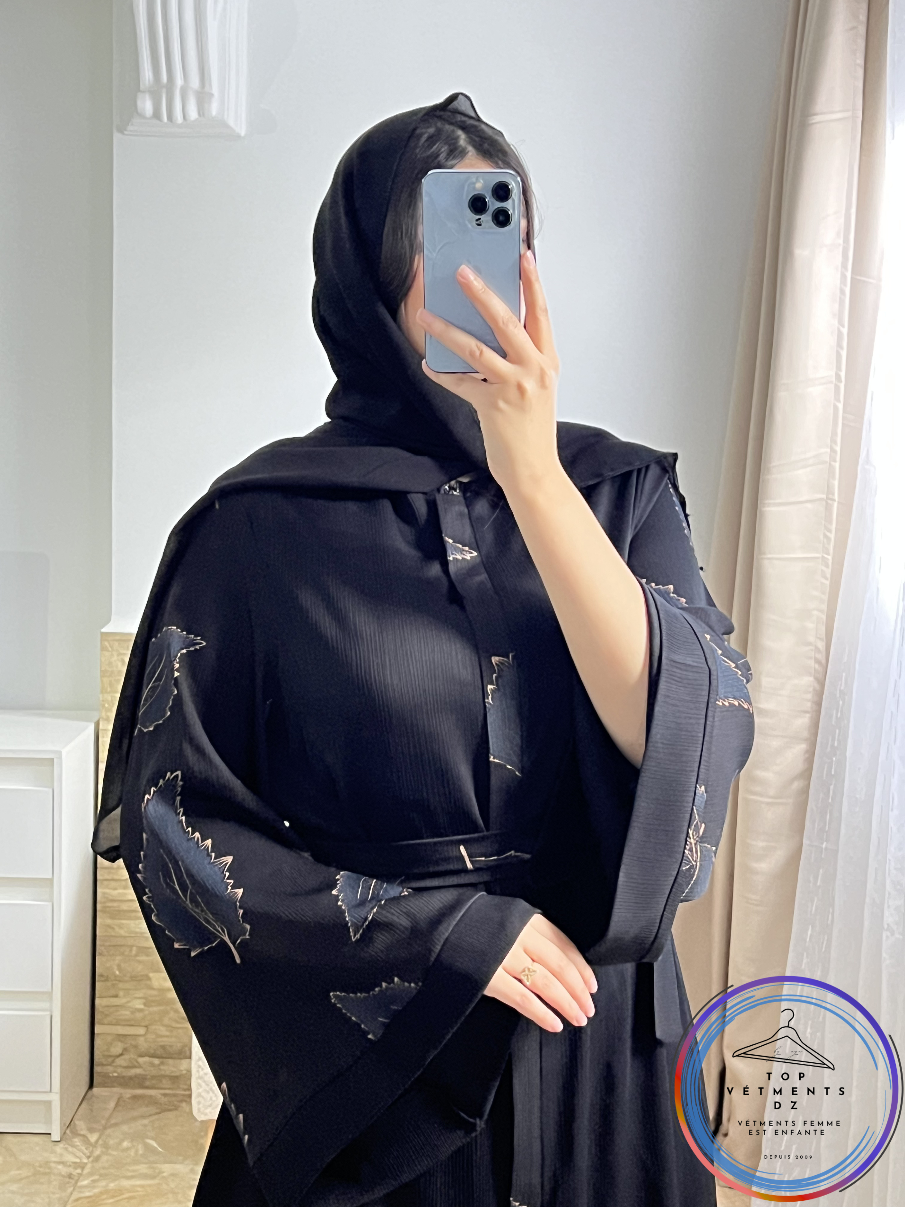 عباية سوداء راقية بتصميم واسع | 42–52